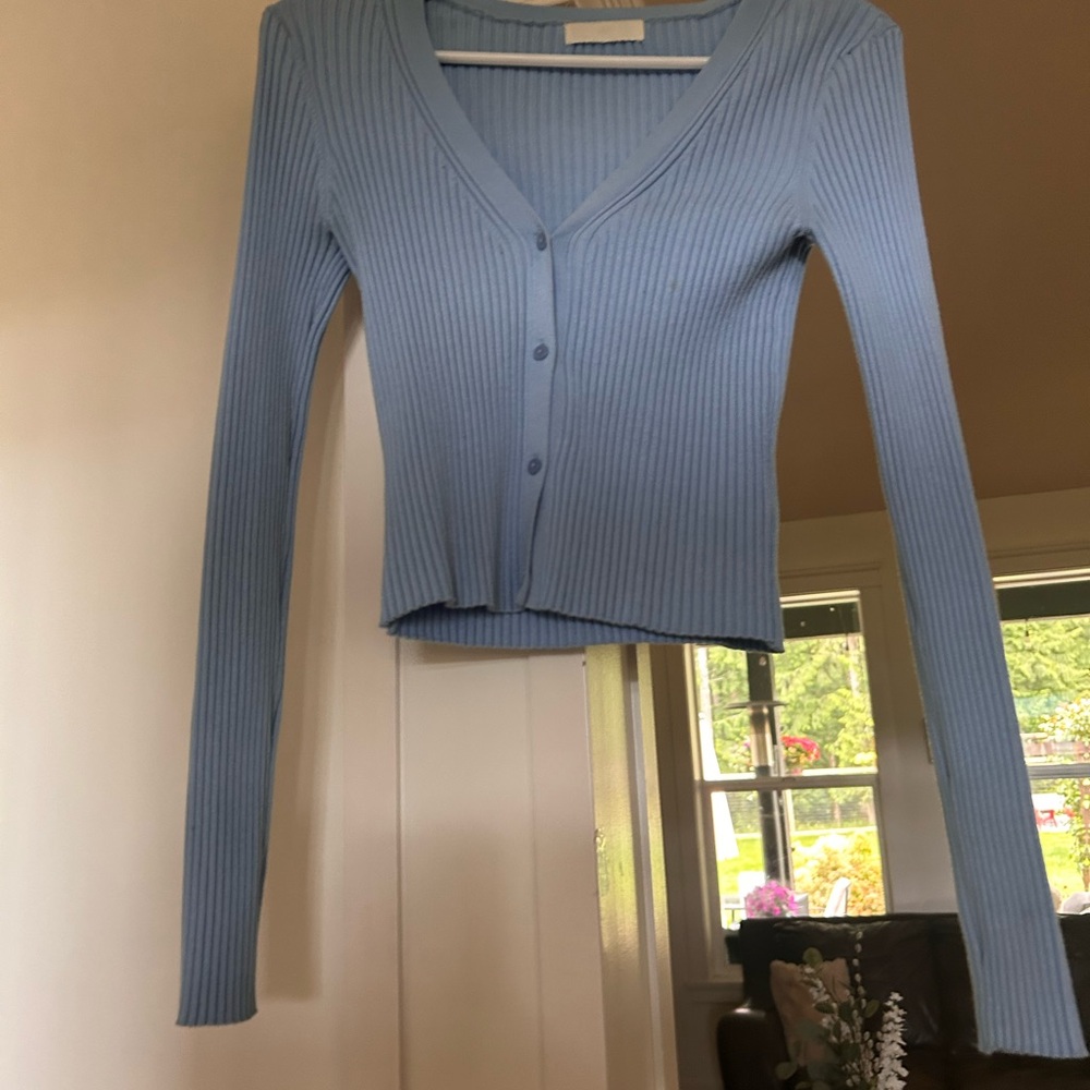 H&M - Light Blue Ribbed Cardigan - Picture 4 of 6